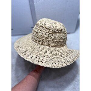 Scala Beige Woven Sun Hat With Wide Brim